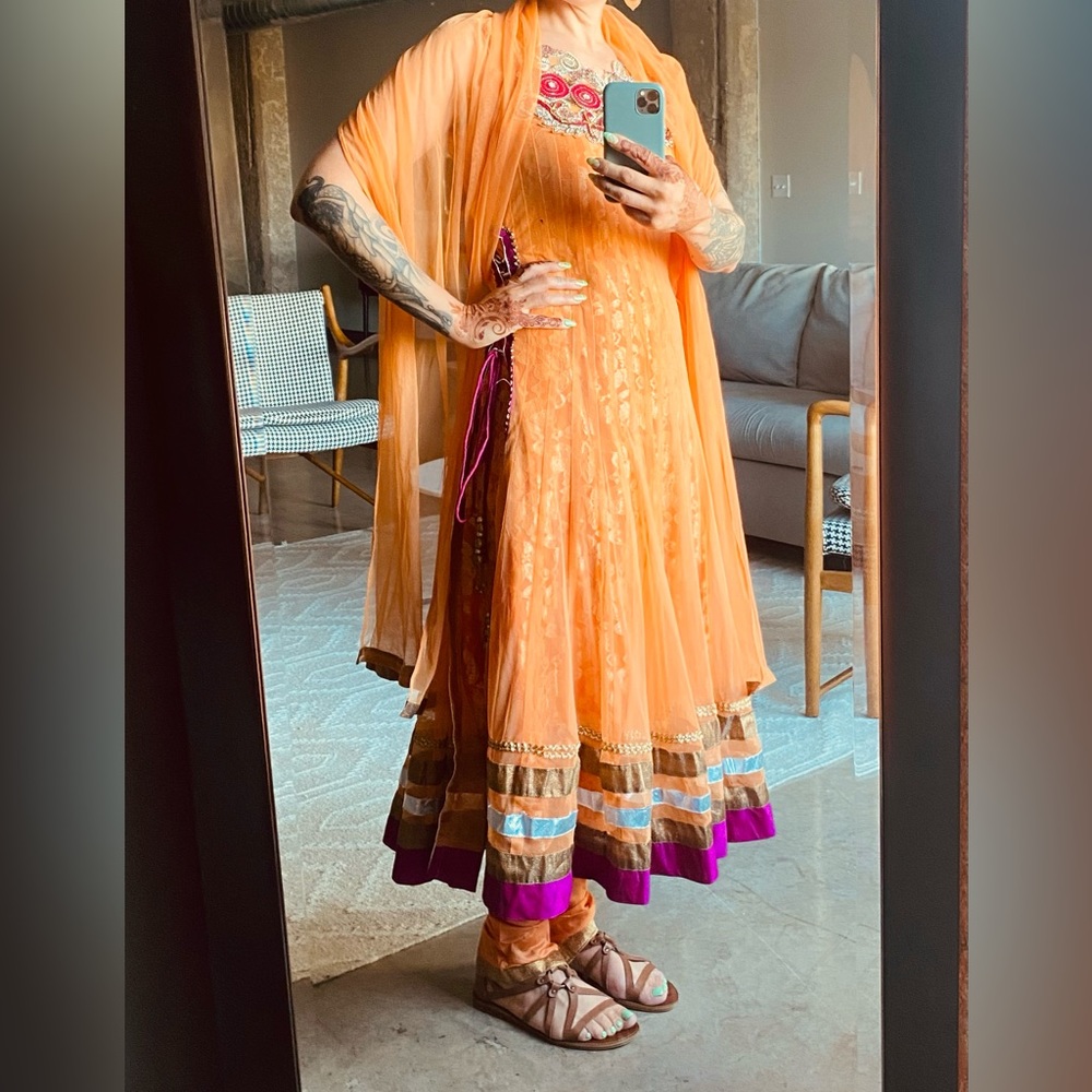 Indian long anarkali suit with pajami